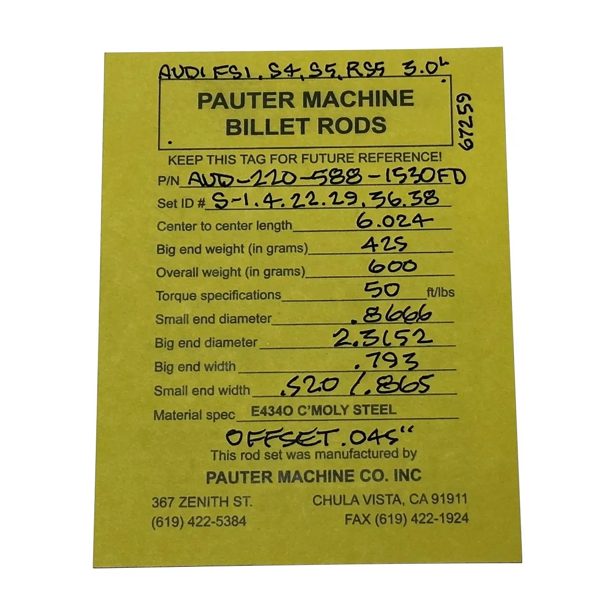 034 Motorsport Peuter 4340 Chromoly Drijfstangset voor Audi 09